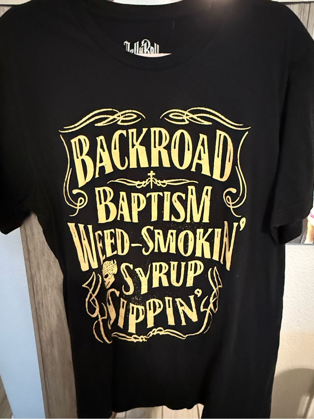 Jelly Roll Backroad Baptism Graphic concert Tee - Yellow Print on Black XLarge